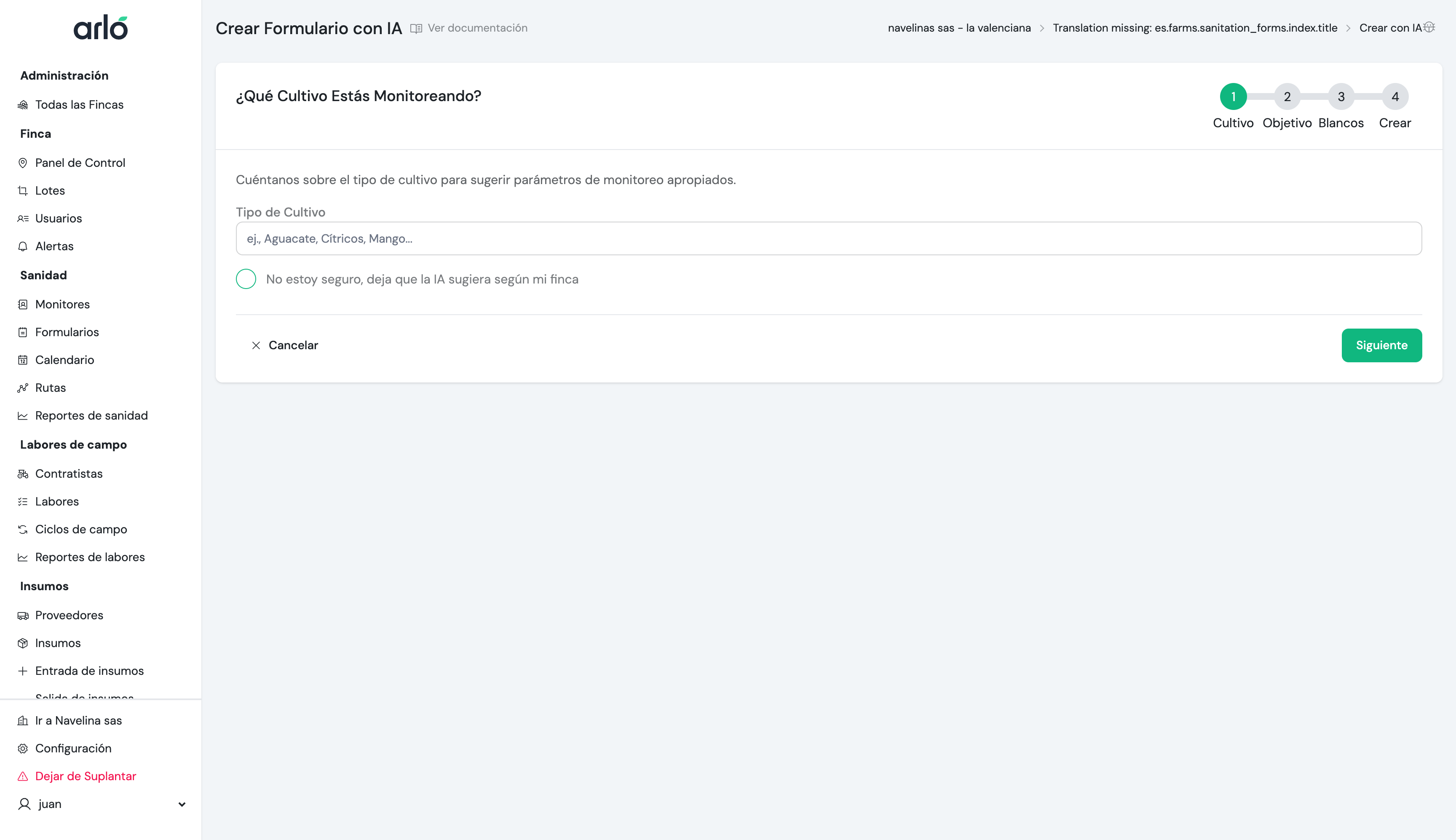 Panel del asistente de IA abierto